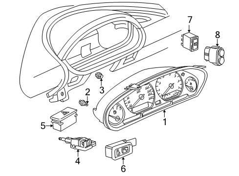 1999 BMW Z3 Instruments & Gauges Instrument Gauge Cluster W Ring Trim Diagram for 62116901495