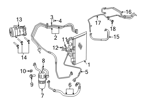 2008 Chrysler Sebring A/C Condenser, Compressor & Lines Line-A/C Suction Diagram for 5058224AC