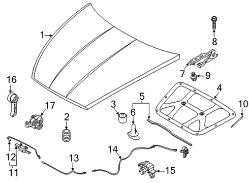 2021 Hyundai Sonata Hood & Components STRIP ASSY-HOOD SEAL Diagram for 86435-L0000