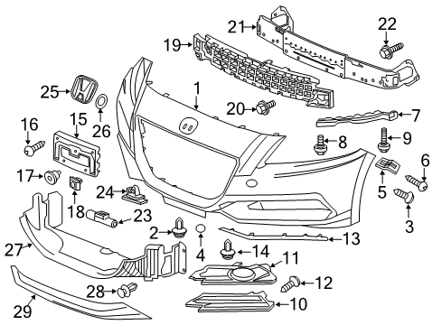 2011 Honda CR-Z Automatic Temperature Controls Bolt C, Bumper Diagram for 90104-SR2-003