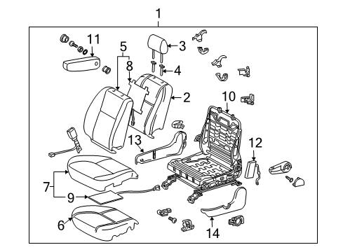2006 Toyota Tundra Front Seat Components Seat Cushion Pad Diagram for 71512-0C030