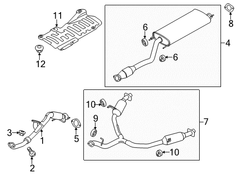 2015 Hyundai Santa Fe Exhaust Components Center Muffler Assembly Diagram for 28600-B8150