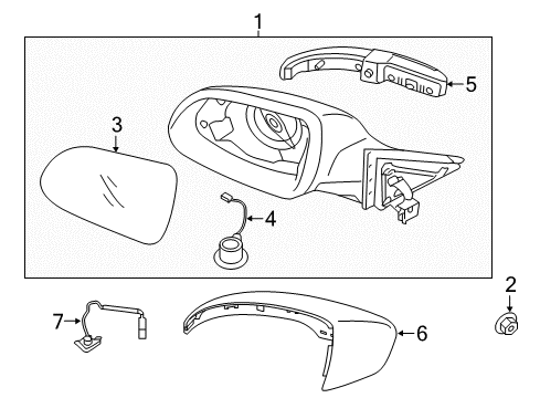 2017 Kia Cadenza Parking Aid Outside Rear View Mirror & Holder Assembly, Left Diagram for 87611F6080