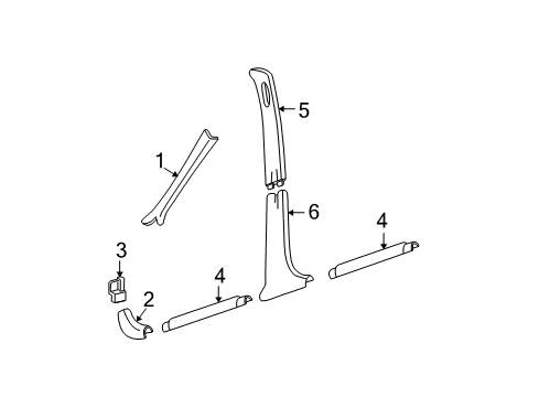 2005 Buick Century Interior Trim - Pillars, Rocker & Floor Molding Asm-Windshield Side Upper Garnish *Neutral Diagram for 10446689