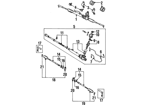 2002 Infiniti G20 Steering Column & Wheel, Steering Gear & Linkage Power Steering Gear Assembly Diagram for 49200-7J104