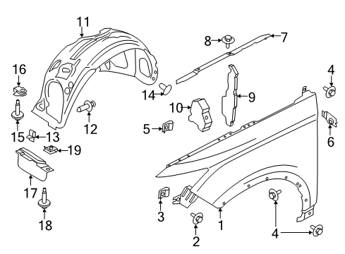 2019 Lincoln MKC Fender & Components Fender Lock Nut Diagram for -W520651-S300