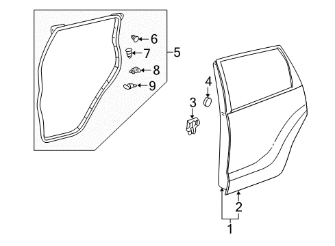 2006 Scion xA Rear Door Door Shell Diagram for 67004-52221