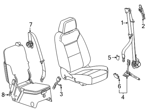 2022 GMC Yukon Seat Belt Center Belt Assembly Diagram for 84779816