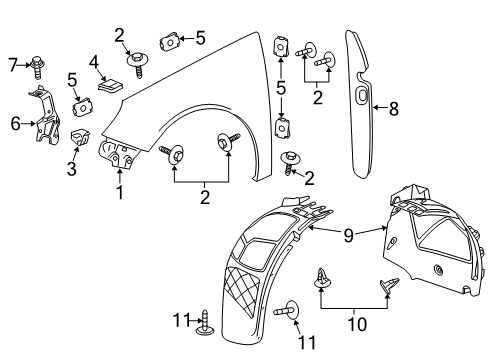 2013 Buick Regal Fender & Components Fender Liner Diagram for 22970859