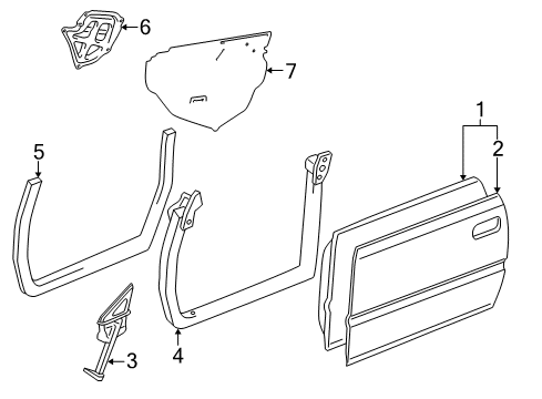 1999 Lexus ES300 Front Door Weatherstrip, Front Door, LH Diagram for 67862-33030