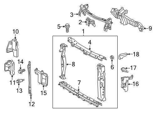 2015 Scion iQ Radiator Support Upper Tie Bar Diagram for 53208-74010