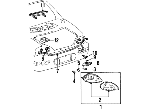 1997 Pontiac Grand Prix Tail Lamps, High Mounted Stop Lamp, License Lamps Socket Asm-High Mount Stop Diagram for 5972532