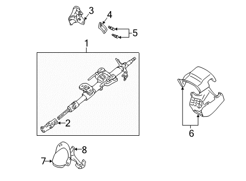 2001 Toyota Corolla Steering Column & Wheel, Steering Gear & Linkage Column Cover Diagram for 45286-02909-C0