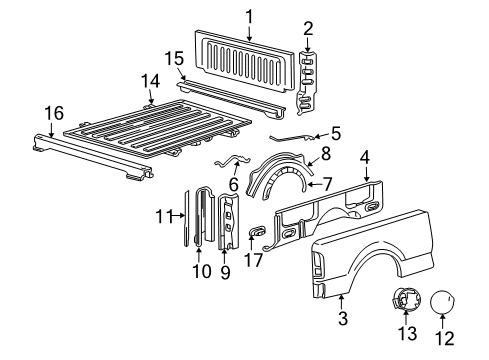 2008 Lincoln Mark LT Front & Side Panels, Floor Floor Pan Diagram for 7L3Z-9911215-B