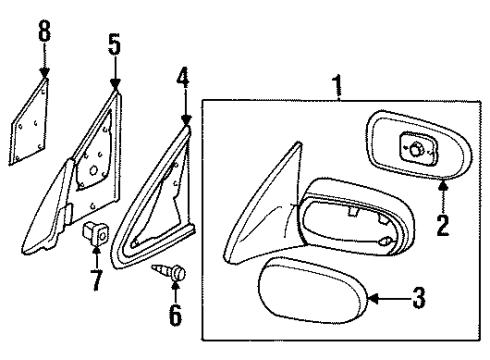 1995 Nissan Altima Outside Mirrors Cover-Front Door Corner, Outer LH Diagram for 80291-0E701