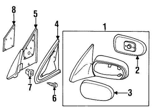 1995 Nissan Altima Outside Mirrors Glass-Mirror, LH Diagram for 96366-1E400