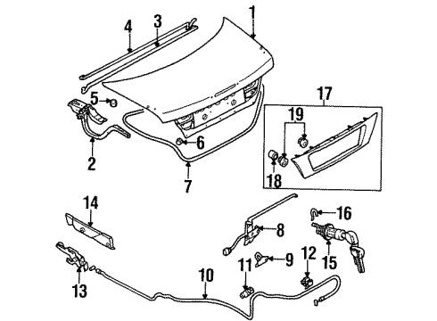 1998 Chrysler Sebring Trunk Cylinder Lock-Deck Lid Lock Diagram for 4778146AB