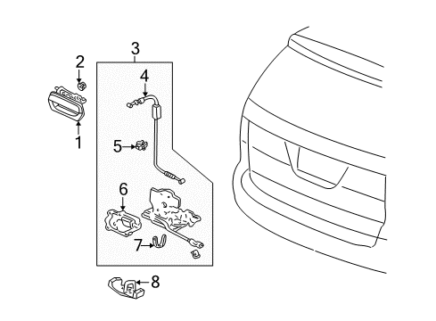 2004 Acura MDX Lift Gate Lock Assembly, Tailgate Diagram for 74800-S3V-A01