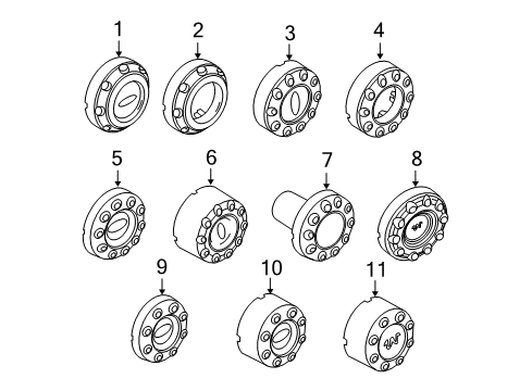 2008 Ford F-350 Super Duty Wheel Covers & Trim Wheel Cap Diagram for 7C3Z-1130-AA