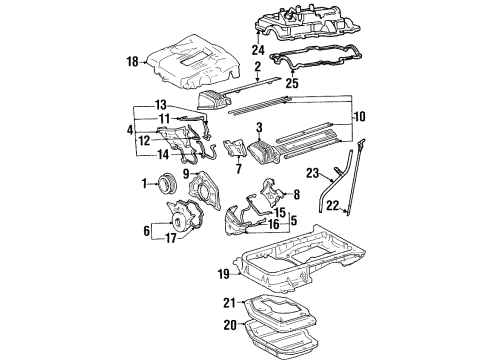 1997 Lexus LS400 Engine Parts, Mounts, Cylinder Head & Valves, Camshaft & Timing, Oil Pan, Oil Pump, Crankshaft & Bearings, Pistons, Rings & Bearings Guide, Oil Level Gage Diagram for 11452-50061