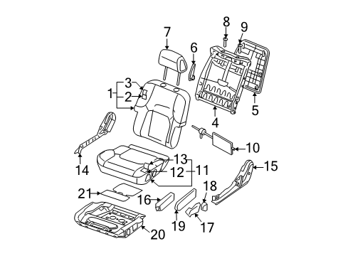 2008 Nissan Pathfinder Front Seat Components Cushion Assy-Front Seat Diagram for 87350-ZS25C