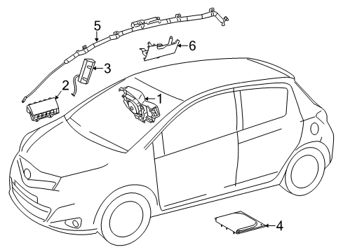 2016 Toyota Yaris Air Bag Components Diag Unit W/Sens Diagram for 89170-0D610