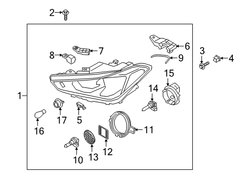 2021 Genesis G70 Headlamps Bracket Assembly-Head Lamp Mounting Diagram for 92150-G9000