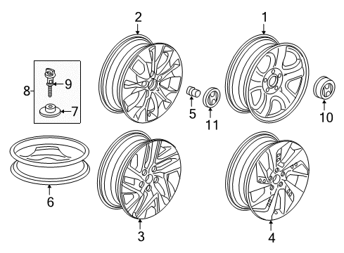 2016 Honda CR-V Wheels, Covers & Trim Wheel, Disk Al 18X Diagram for 42700-T1W-A91