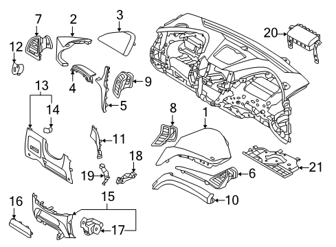 2015 Hyundai Santa Fe Sport Cluster & Switches, Instrument Panel Garnish Assembly-Crash Pad Center, RH Diagram for 84795-4Z000-NBC