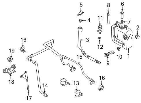 1999 BMW 528i Washer Components Windshield Washer Fluid Reservoir Diagram for 61607038432
