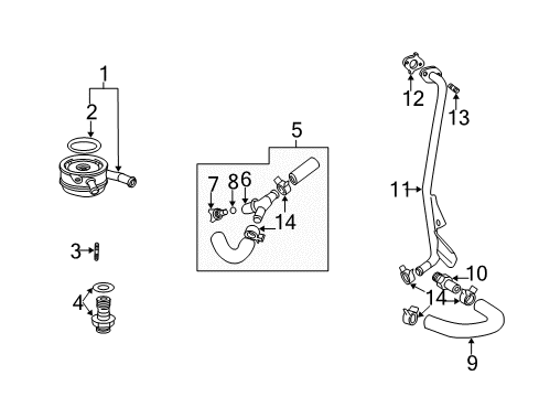 2006 Toyota Camry Engine Oil Cooler Gasket Diagram for 16258-28040