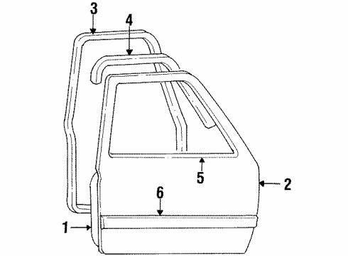 1996 Ford Bronco Door & Components, Exterior Trim Outer Panel Diagram for F6TZ1520200AA