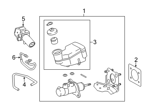 2014 Lexus GS450h Dash Panel Components Cylinder Sub-Assy, Brake Master Diagram for 47207-30080