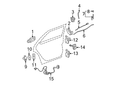 2009 Cadillac DTS Rear Door - Lock & Hardware Rod-Rear Side Door Outside Handle *Green Diagram for 15252621