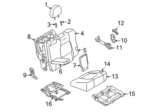 2003 Hyundai Santa Fe Rear Seat Components Guide Assembly-HEADREST With Lever Diagram for 88720-25000-FB