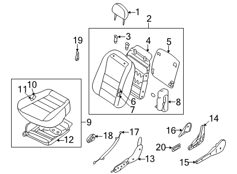 2001 Nissan Altima Front Seat Components Cushion Assy Front Seat Diagram for 87300-1Z113