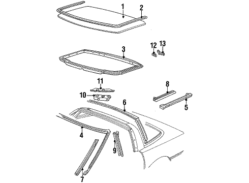 1985 Chevrolet Corvette Roof & Components Weatherstrip Asm-Roof Lift Off Panel/Window Rear Diagram for 10283997