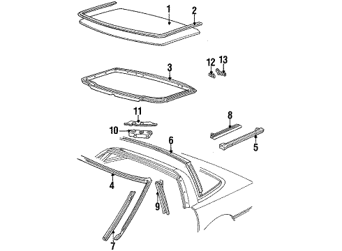 1985 Chevrolet Corvette Roof & Components Weatherstrip Asm, Windshield Frame Diagram for 10268887