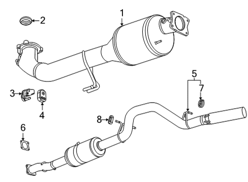 2020 GMC Sierra 3500 HD Exhaust Components Muffler & Pipe Diagram for 84021297
