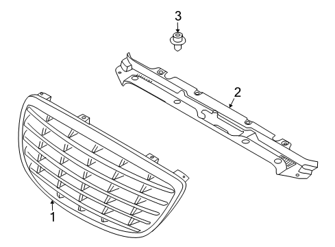 2009 Kia Amanti Grille & Components Radiator Grille Assembly Diagram for 863503F600