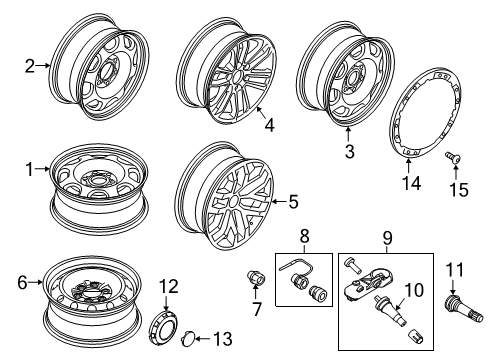 2018 Ford F-150 Wheels Wheel Cap Diagram for FL3Z-1130-F