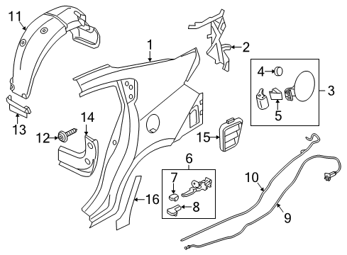 2012 Kia Rio Quarter Panel & Components Catch & Cable Assembly-F Diagram for 815901W000