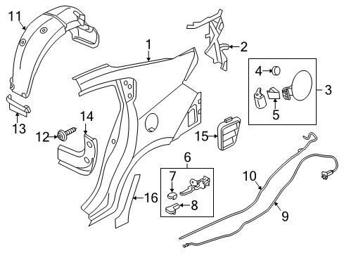 2016 Kia Rio Quarter Panel & Components Catch & Cable Assembly-F Diagram for 815901W001