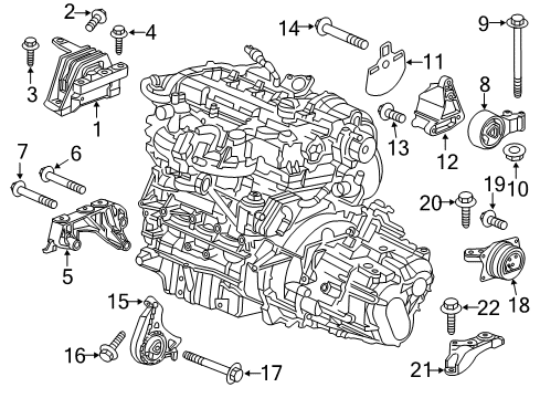 2011 Saab 9-5 Engine & Trans Mounting Transmission Mount Bracket Diagram for 13228255