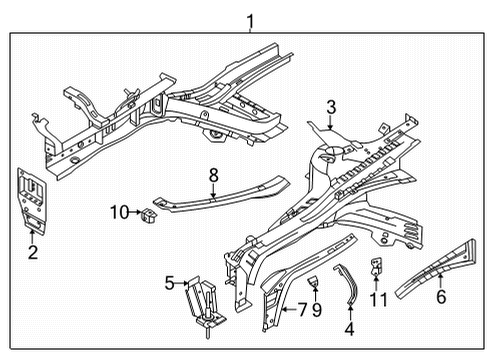 2021 Kia K5 Structural Components & Rails PNL Assembly-FNDR/APRON Diagram for 64573L2000