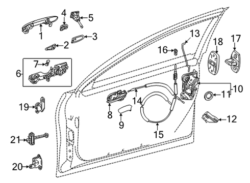 2022 Toyota Mirai Lock & Hardware Handle, Outside Diagram for 69210-47041-D4