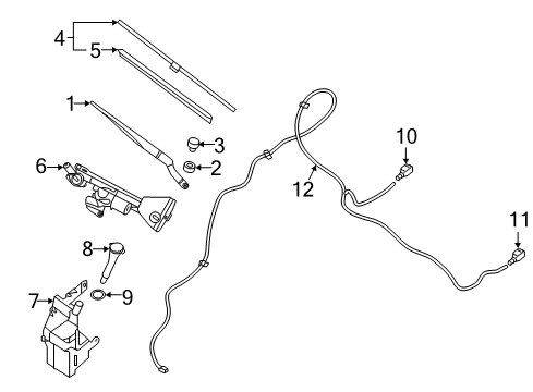 2019 Nissan Maxima Wiper & Washer Components Windshield Wiper Arm Assembly Diagram for 28881-4RA1A