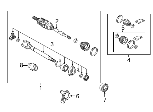 2021 Toyota RAV4 Prime Drive Axles - Front Axle Assembly Diagram for 43410-0R181