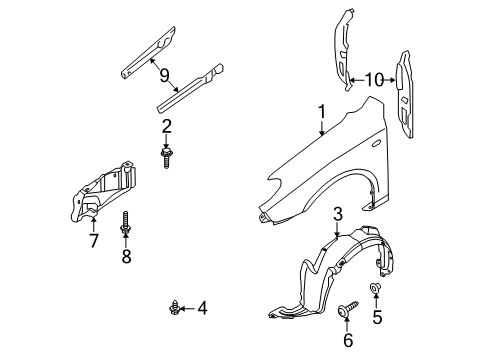 2007 Hyundai Elantra Fender & Components Front Wheel Guard Assembly, Right Diagram for 86812-2H010