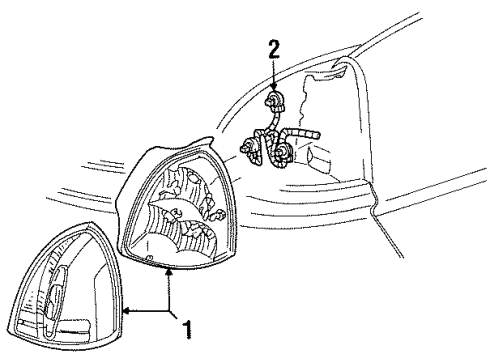 2002 Lincoln Town Car Tail Lamps Tail Lamp Assembly Diagram for XW1Z-13404-AA